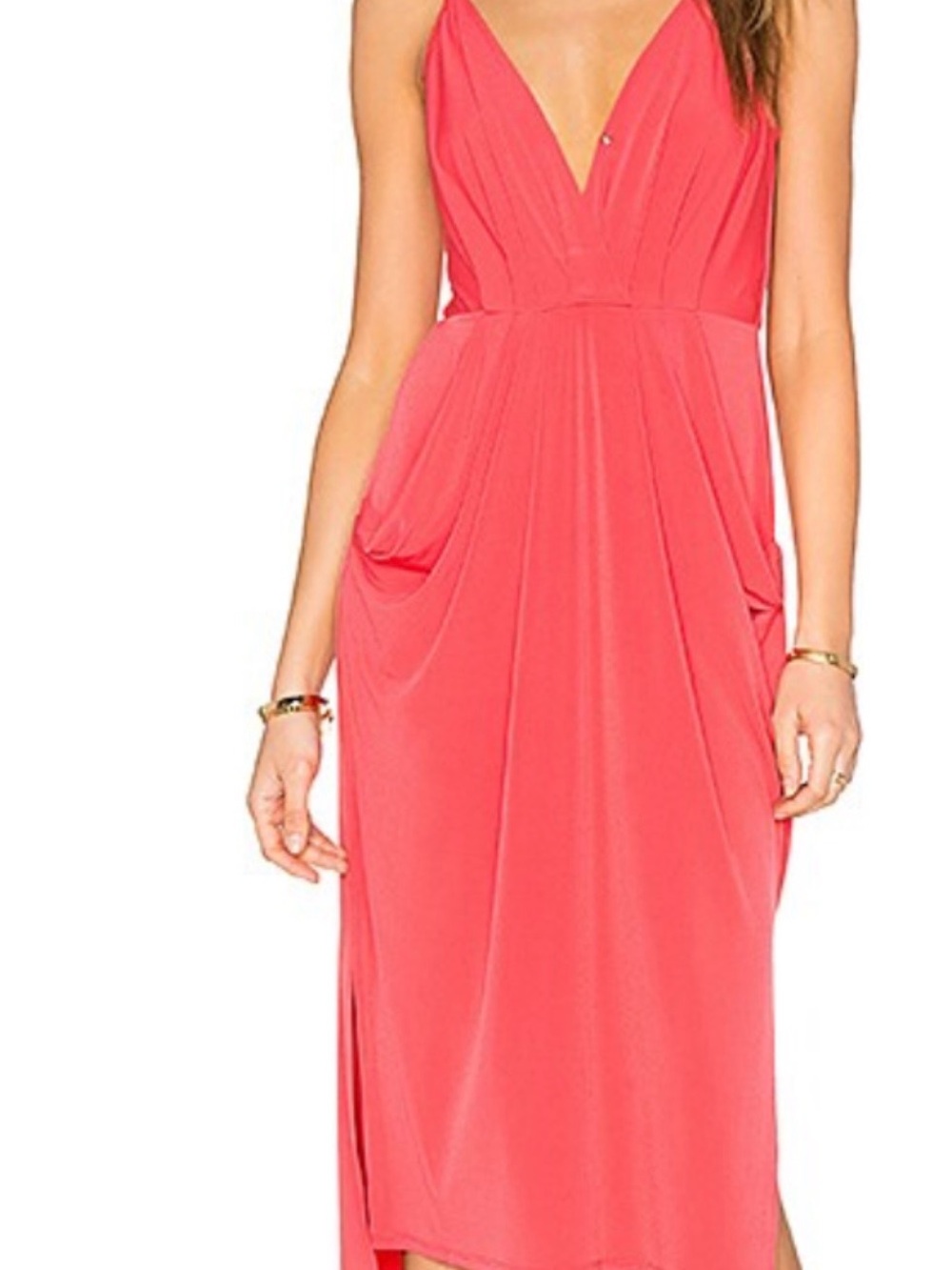 BCBGeneration Coral V-Neck Midi Dress